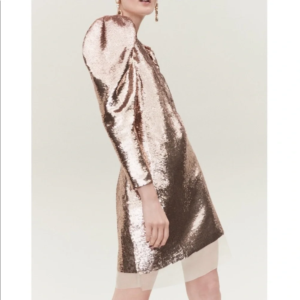 ULLA JOHNSON ROSE GOLD NEPTUNE SEQUIN DRESS - Picture 2 of 5